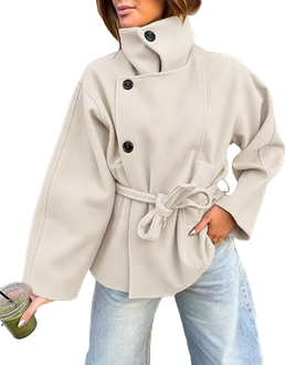 Cropped wool-blend pea coat